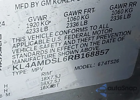 2024 Buick Encore Gx Sport Touring Fwd из США, поврежденный, VIN KL4AMDSL6RB168857